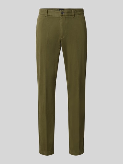 Productfoto, groene Regular Fit Chino aus katoenmix van BOSS, gladde textuur, Heren slim broek