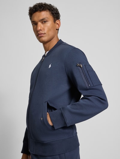 Polo Ralph Lauren Regular fit sweatjack met logostitching, model 'Double' Marineblauw - 3