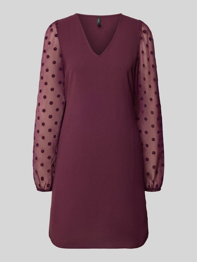 VERO MODA Fließendes Cocktailkleid mit semitransparenten Ärmeln Modell 'ALVA' Bordeaux 2