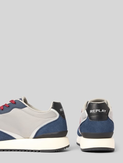 Replay Ledersneaker mit Label-Badge Modell 'FIBER' Marine 2