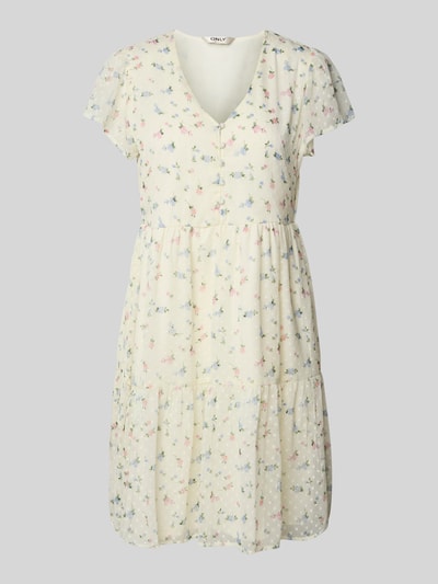 Only Getailleerde chiffon jurk met dobbystructuur, model 'AIDA ELISA' Wit - 2