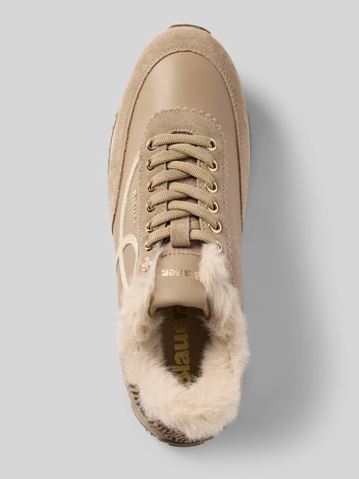 Produktfoto, Sneaker aus Leder-Mix Modell 'LORAIN' von Blauer USA in Beige mit abgerundeter Spitze, Kunstfellfutter, Label-Detail