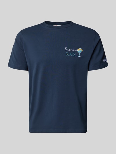 Produktfoto, T-Shirt mit Stitchings Modell 'PORTOFINO' von MC2 Saint Barth, bawełna, krój regular fit, kolor granatowy, okrągły dekolt