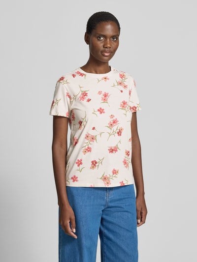 Jake*s Casual T-Shirt im Allover-Look mit Rundhalsausschnitt Offwhite Melange 4