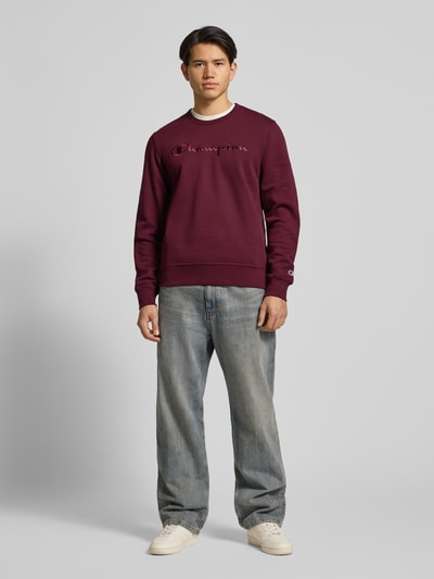 CHAMPION Sweatshirt met labelstitching en ronde hals Bordeaux - 1