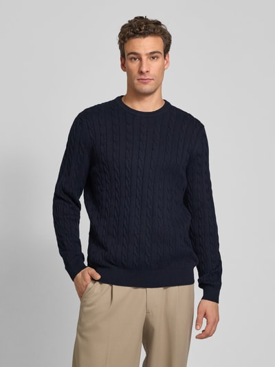 Christian Berg Men Gebreide pullover met ronde hals Marineblauw - 4