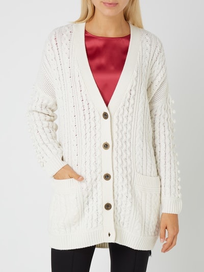 Joseph Janard Longcardigan aus Lochstrick mit Pompon-Besatz Ecru 3