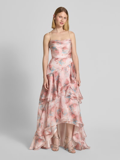 Luxuar Abendkleid mit Spaghettiträger Apricot 4