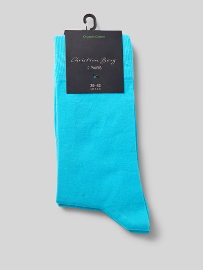 Christian Berg Men Socken mit Label-Detail Aqua 3