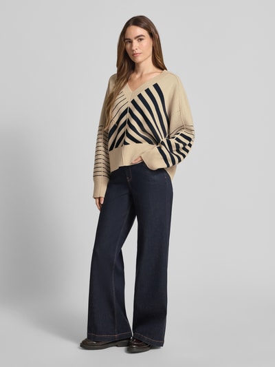 BOSS Sweter o kroju oversized z dzianiny z mieszanki żywej wełny i kaszmiru model ‘FUDALI’ Beżowy melanż 1