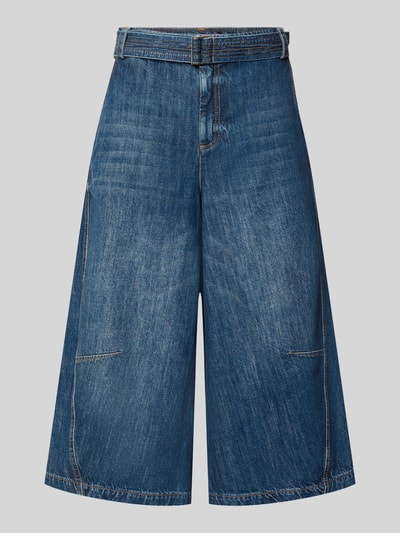 Produktfoto, Regular Fit Culotte aus Baumwoll-Mix mit Viskose-Anteil Modell 'EPOCHE' von MAX&Co., Damen Culotte, blauer Denim, grobe Textur, weites Bein