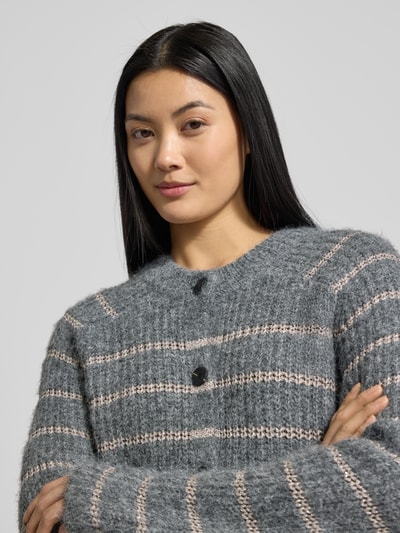 VERO MODA Kurtka z dzianiny o kroju regular fit z dodatkiem wełny model ‘AWESOME SHINE’ Ciemnoszary melanż 3
