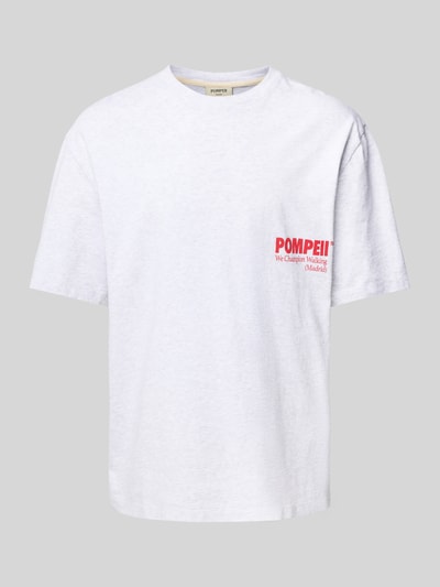 POMPEII BRAND T-Shirt mit Label-Print Hellgrau Melange 2