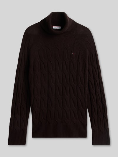 Tommy Hilfiger relaxed fit coltrui van pure wol Donkerbruin - 2
