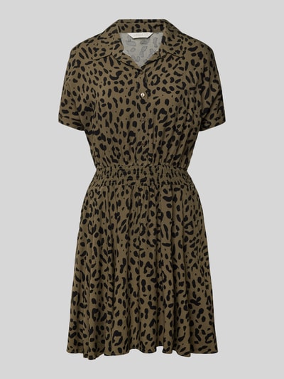 Apricot Knielanges Kleid aus Viskose mit Animal-Print Khaki 2