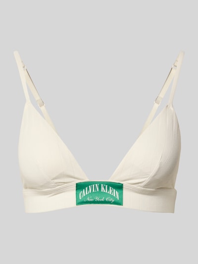Produktfoto, Bralette aus Baumwoll-Mix Modell 'LIGHTLY LINED' von Calvin Klein Underwear, jednokolorowy, faktura w paski, wyprofilowany, zielona naszywka z logo