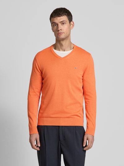 Christian Berg Men Strickpullover mit Label-Stitching Orange Melange 4