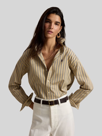 Polo Ralph Lauren Relaxed Fit Hemdbluse aus reiner Baumwolle mit Logo-Stitching Beige 4