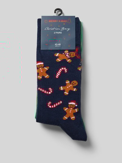 Christian Berg Men Socken mit geripptem Abschluss Gruen 3