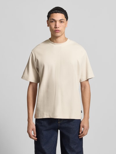 JACK & JONES T-shirt met Riblook Model 'HARRISON' Beige - 4