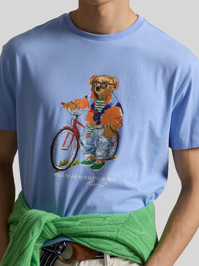 Polo Ralph Lauren damski t-shirt o kroju slim fit z nadruk polo bear Błękitny 3