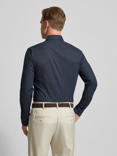 BOSS Slim fit zakelijk overhemd van katoenmix, model 'HANK' Marineblauw - 5