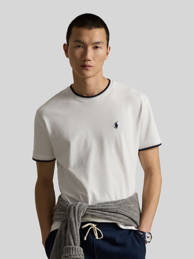 Polo Ralph Lauren Regular Fit T-Shirt aus Baumwoll-Mix mit Kontraststreifen Weiss 4