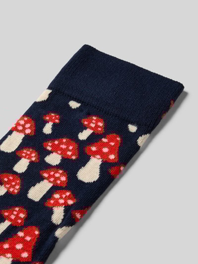 Happy Socks Sokken met motiefstitching, model 'Mushroom' Zwart - 2