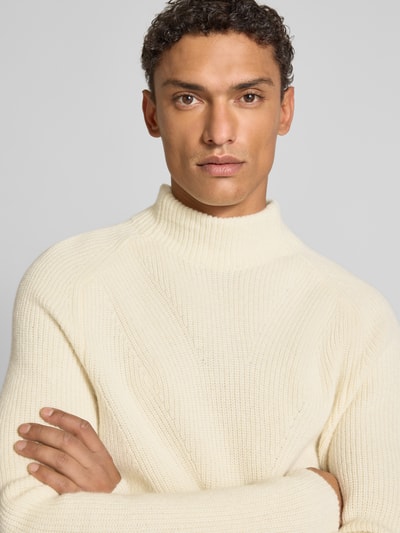 MAERZ Muenchen Gebreide pullover van een mix van scheerwol en alpaca met opstaande band Offwhite - 3