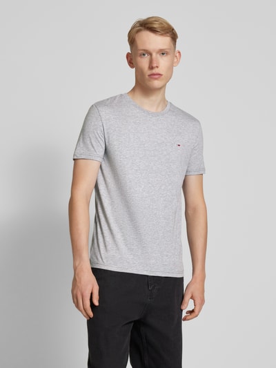 Tommy Jeans Slim fit T-shirt met logostitching Lichtgrijs gemêleerd - 4