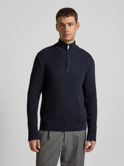 SELECTED HOMME Gebreide pullover met opstaande kraag, model 'THEO' Marineblauw - 4