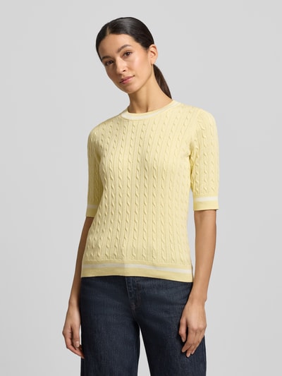 Christian Berg Woman Strickpullover mit gerippten Abschlüssen Hellgelb 4