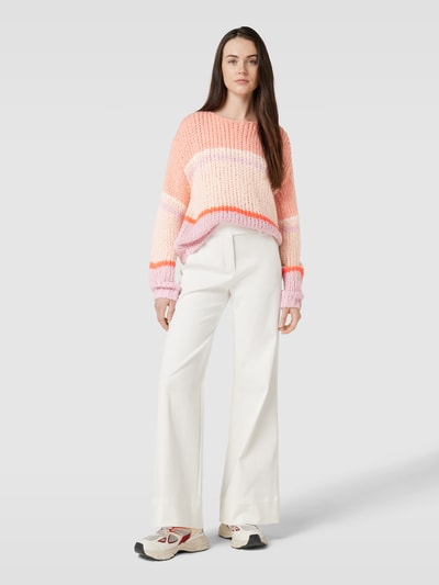 Oui Gebreide pullover in colour-blocking-design Rosé - 1