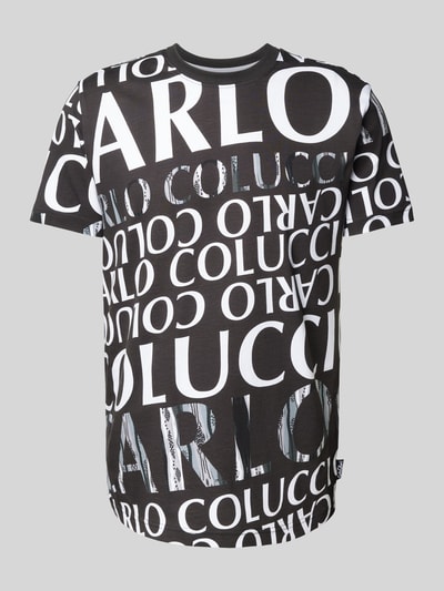 CARLO COLUCCI T-Shirt mit geripptem Rundhalsausschnitt Black 1