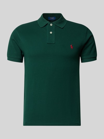Produktfoto, Slim Fit Poloshirt aus reiner Baumwolle von Polo Ralph Lauren, Optik: Unifarben, Logo-Stitching, Piqué-Struktur, Kurzarm