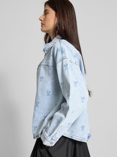 Vero Moda Boxy Fit Jeansbluse mit Motiv-Stitching Modell 'HAYDEN' Jeansblau 3