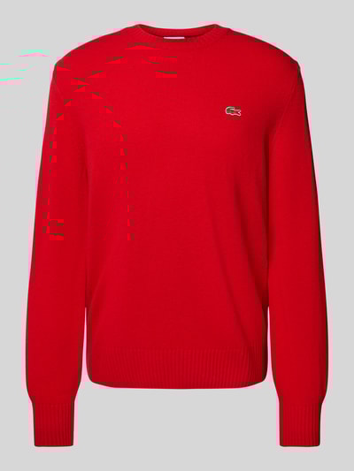 Lacoste Regular fit gebreide pullover van pure wol Rood - 2