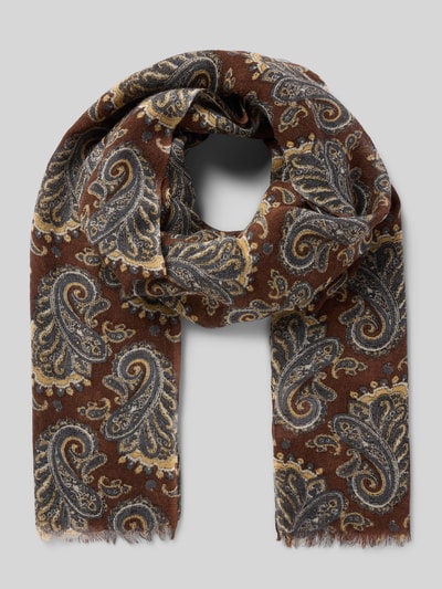 altea Sjaal van wol met paisleymotief Donkerbruin - 1