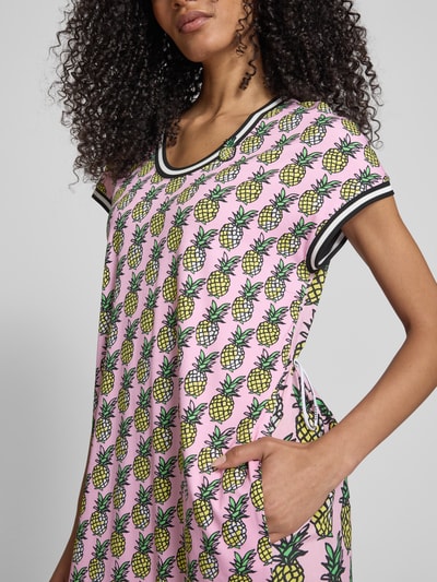 Marc Cain T-shirtjurk in riblook met ronde hals Felroze - 3