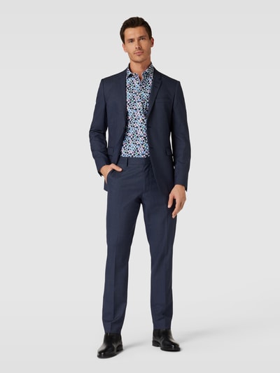 Jake*s Slim Fit Business-Hemd mit Allover-Print Blau 1