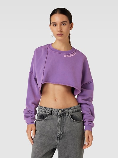 Review Cropped Sweatshirt mit Label-Print Lila 4