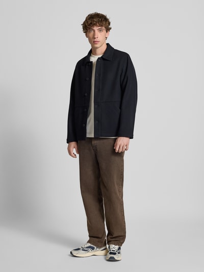 Marc O'Polo Denim Regular Fit Wolljacke mit Umlegekragen Marine 1