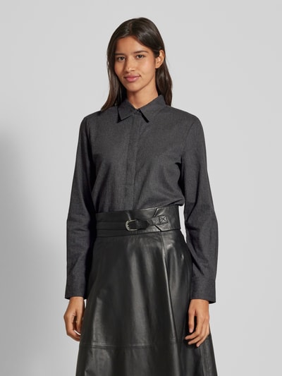 Marc O'Polo Shaped fit blouse met lange mouwen van zacht katoenflanel Antraciet - 4