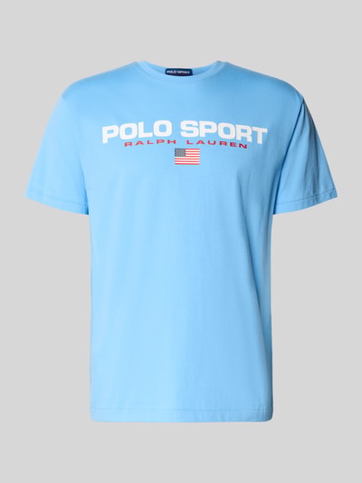 Produktfoto, Relaxed Fit T-Shirt aus reiner Baumwolle von Polo Ralph Lauren in Hellblau, Optik: Unifarben, Label-Print, Rundhals, Kurzarm, reine Baumwolle