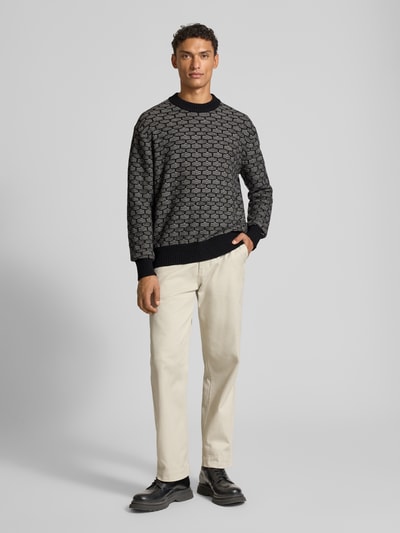 SELECTED HOMME Relaxed fit gebreide pullover van wolmix, model 'KEITH' Zwart - 1