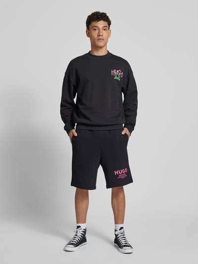 Hugo Blue Baggy Fit Sweatshorts mit Label-Print Modell 'Nomario' Black 1