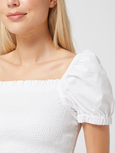 DKNY Jeans Cropped Blusenshirt mit Rüschen  Weiß 3