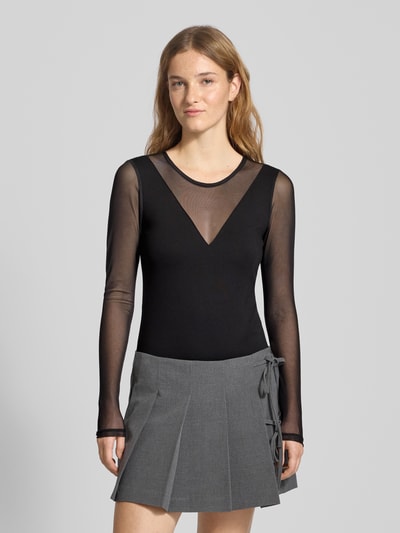 Only Slim fit body van viscosemix, model 'BECKI' Zwart - 4