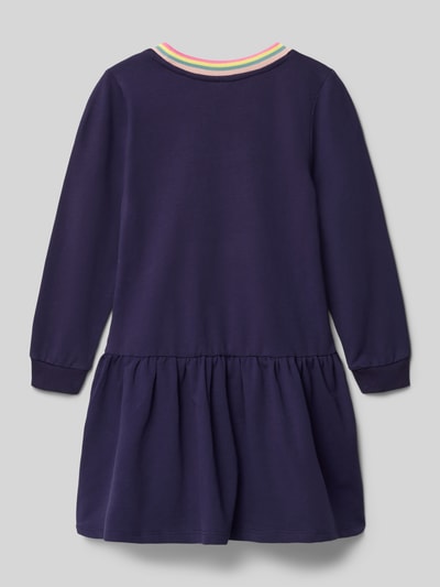 DANAMADE Regular fit jurk met statementapplicatie, model 'Elma' Marineblauw - 3