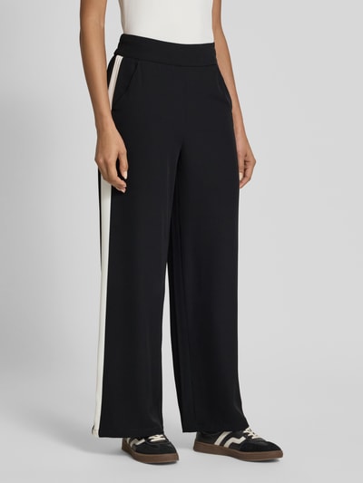 Zero Straight leg stoffen broek met galonstrepen Zwart - 4